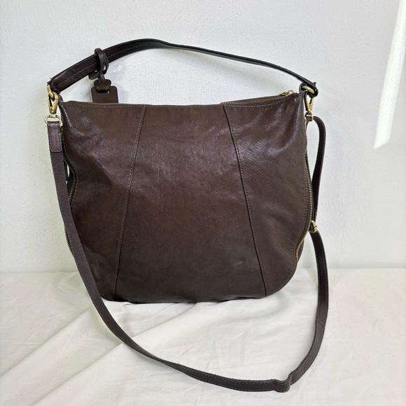 FOSSIL Gwen Hobo Expandable Leather and Suede Large Crossbody Shoulder Bag Purse - Picture 4 of 16